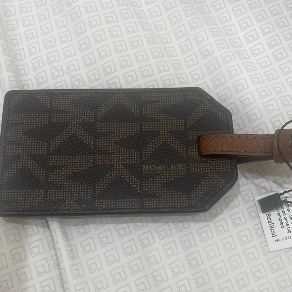 Michael Kors Brown luggage address tag Case